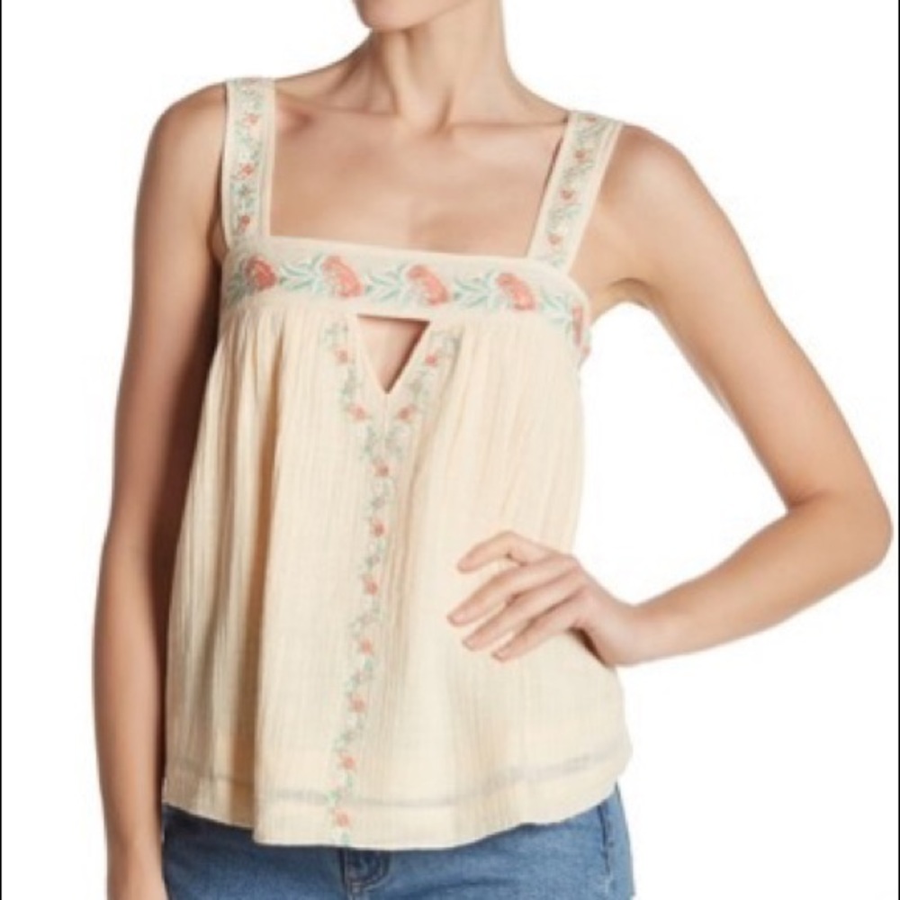 BanJara embroidered crinkled gauze tank NWT